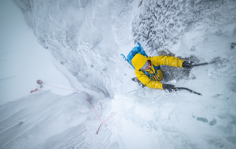 climber Patrick Lalonde Mount Katahdin. Maine. Photo Brent Doscher
