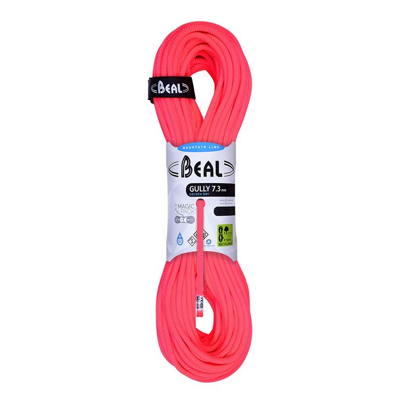 Beal Gully 7.3 mm Unicore Golden Dry climbing half rope