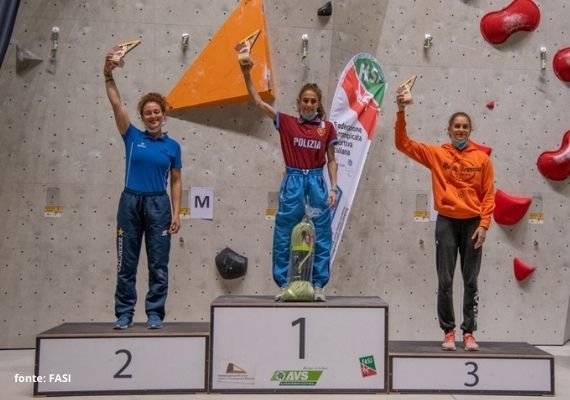 podio femminile campionato arrampicata lead 2020